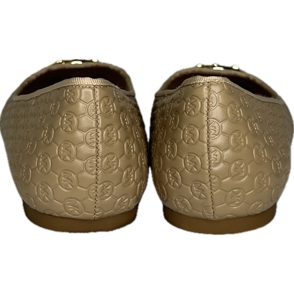 Michael Kors Ballet Flats MK Logo Embossed Gold Tan Beige 8M Luxe Neutral - Picture 6 of 17